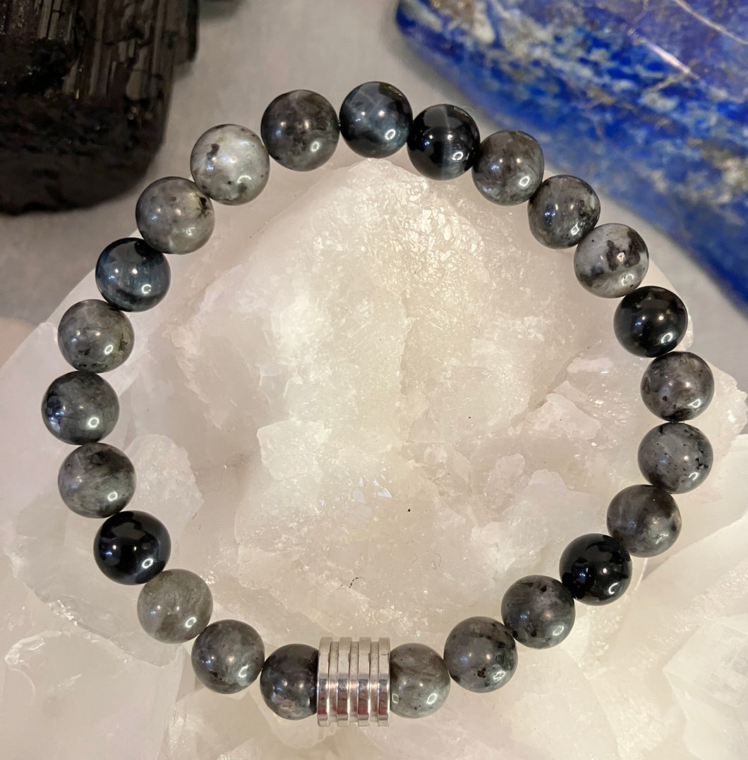 Collection OSIRIS - Bracelet CELESTE - Larkivite et oeil de faucon