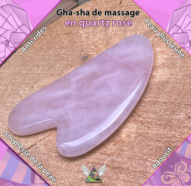 gua sha de massage en quartz rose